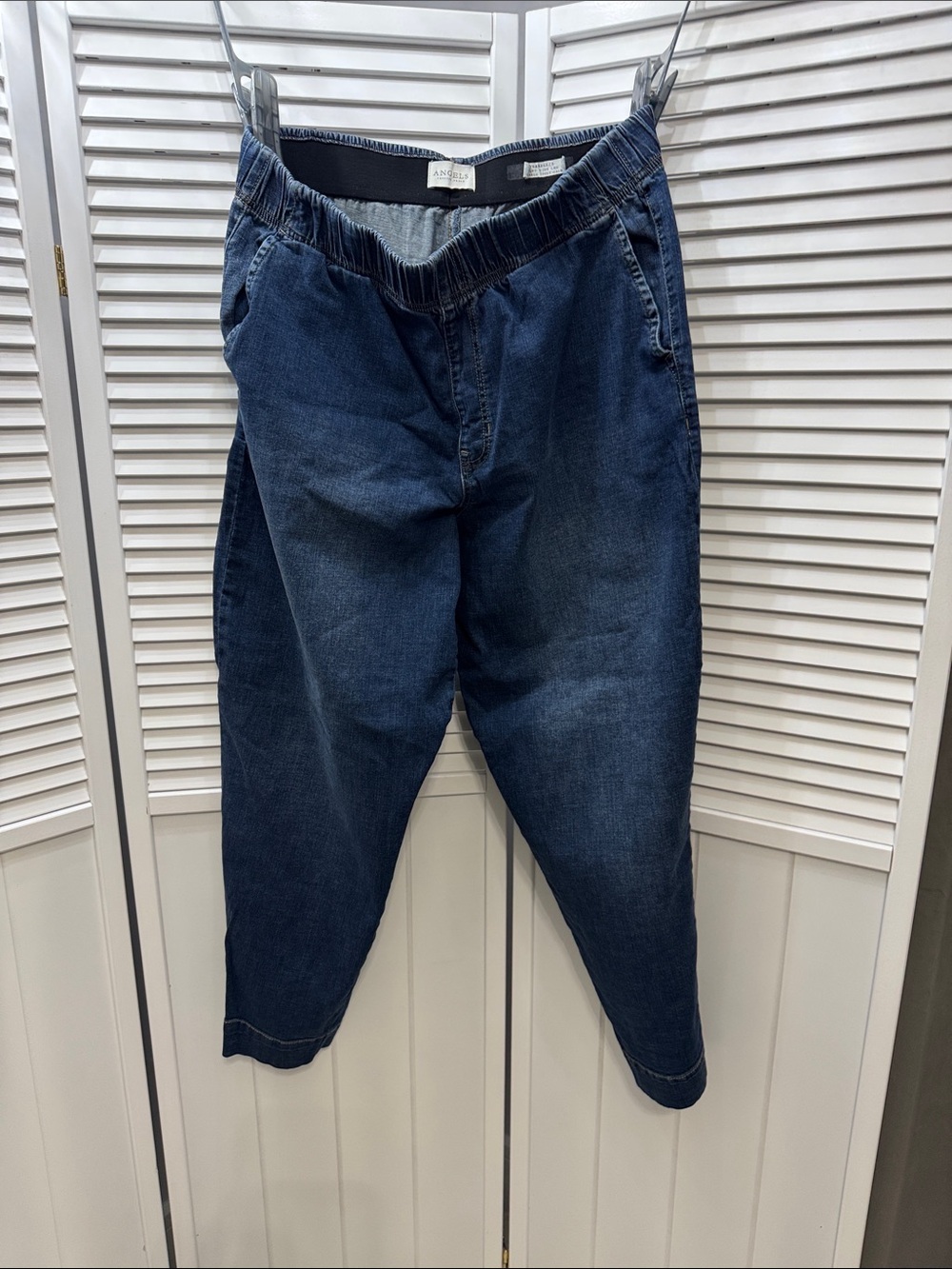 Dark Blue Elastic-Waist Jeans